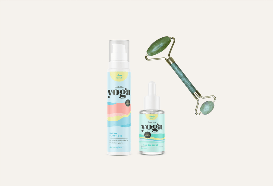 Set Gesichtsyoga | fair trade Gua Sha Stein / Roller + Moisturizer + Gesichtsöl |